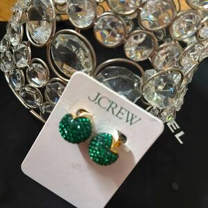JCrew Green Sparkling Crystal Earrings